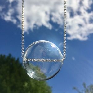 Brand new minimalist blown glass bubble necklace